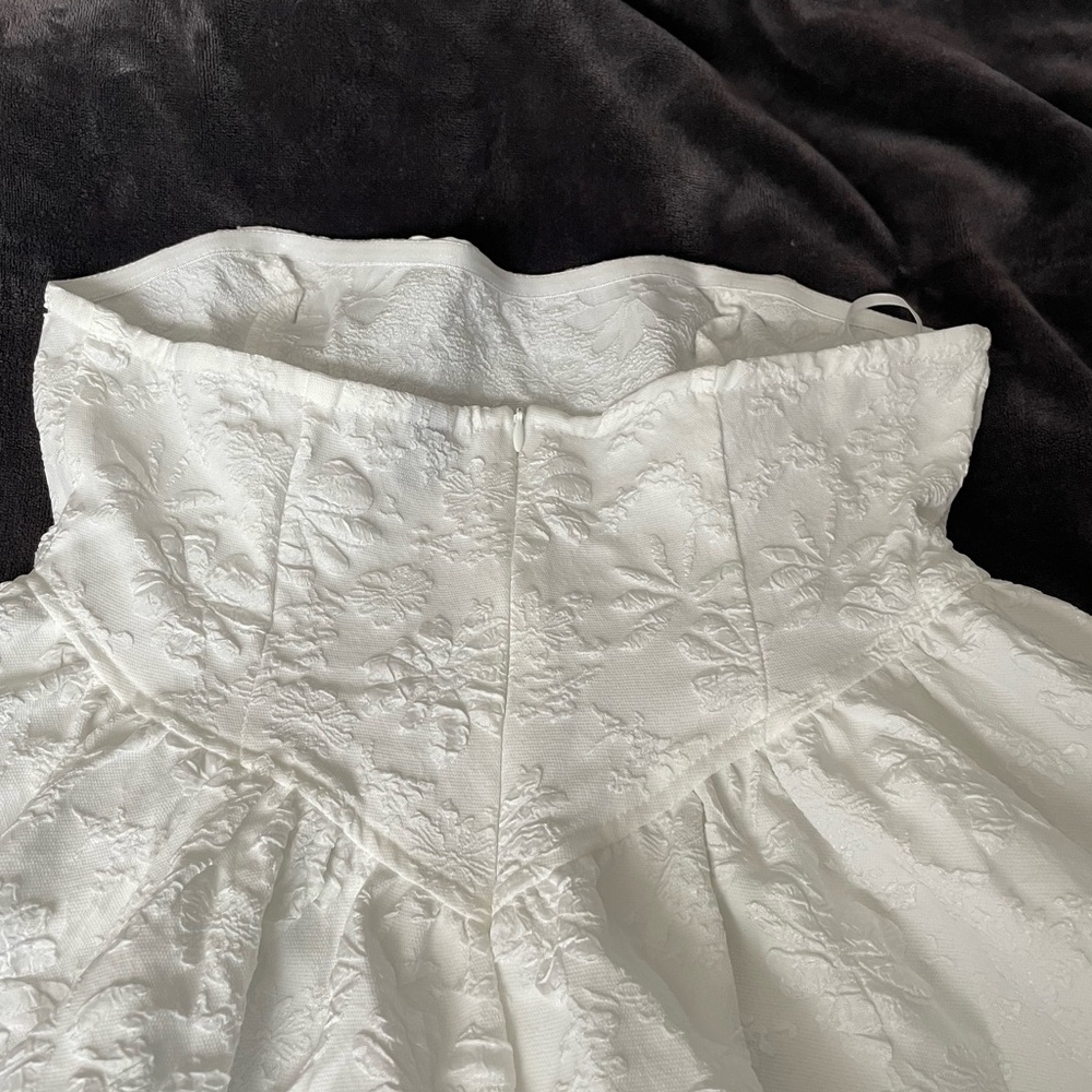 Strapless White Baroque Mini Dress in Petite Large - Picture 7 of 9